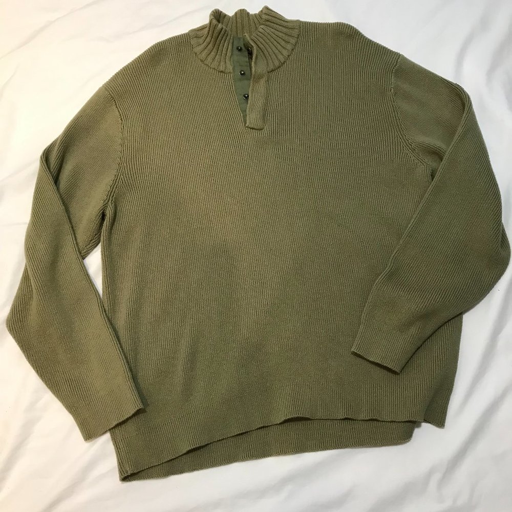 Rough Hewn sz xl green  collard  4 snaps closure  sweater 100% cotton knit